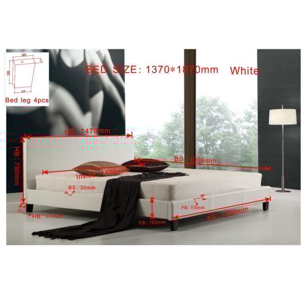Queen Pu Leather Bed Frame White Image 7