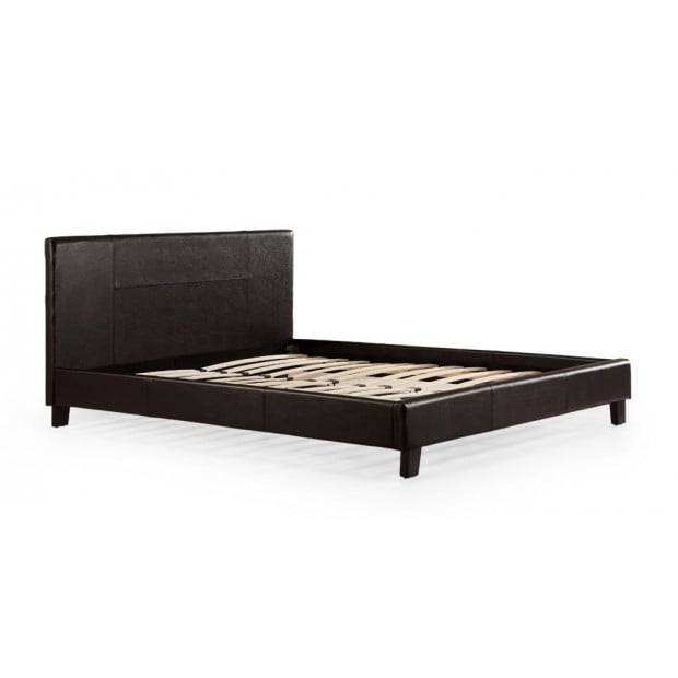 Queen Pu Leather Bed Frame Brown Image 3