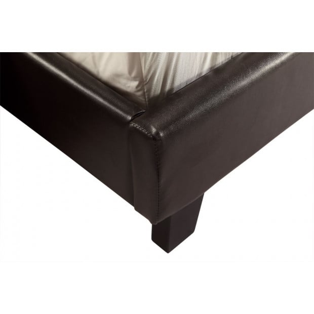 Queen Pu Leather Bed Frame Brown Image 4