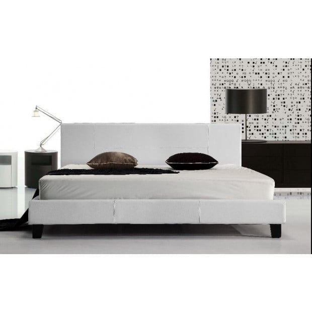King Pu Leather Bed Frame White Image 2