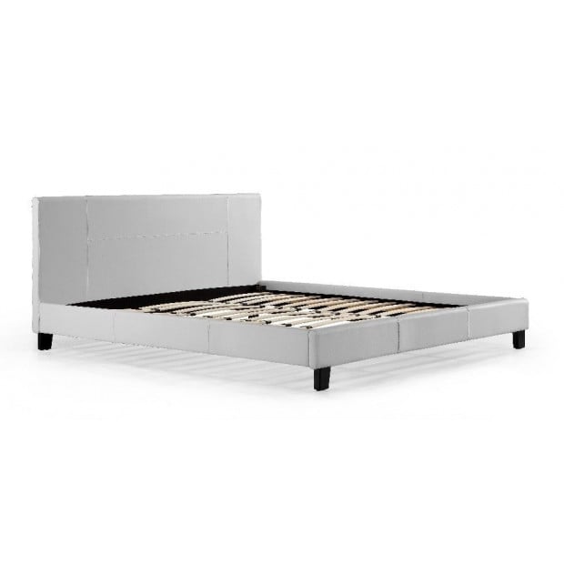 King Pu Leather Bed Frame White Image 3