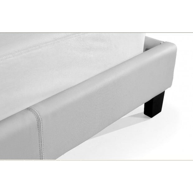 King Pu Leather Bed Frame White Image 4