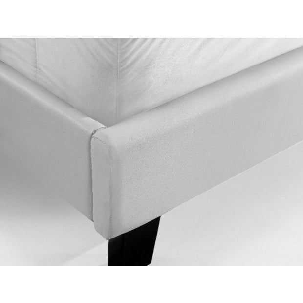 King Pu Leather Bed Frame White Image 5