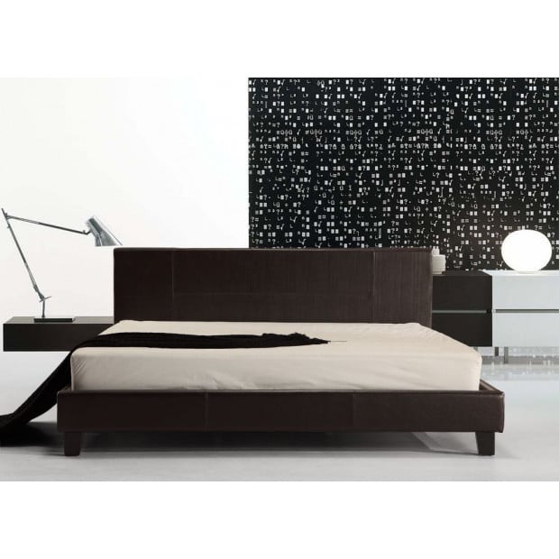 King Pu Leather Bed Frame Brown Image 3