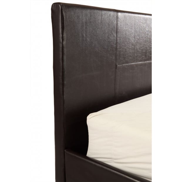 King Pu Leather Bed Frame Brown Image 4