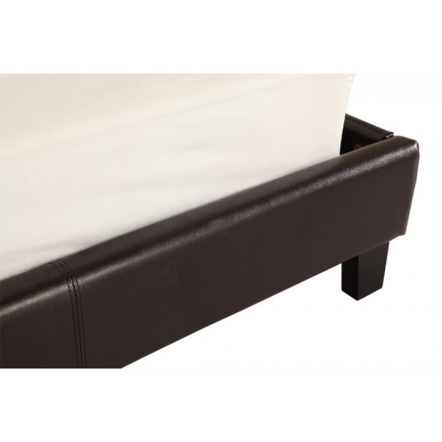 King Pu Leather Bed Frame Brown Image 5