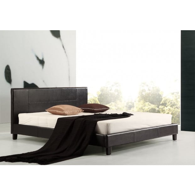 King Pu Leather Bed Frame Black Image 2