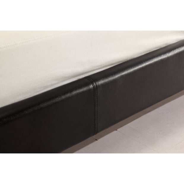 King Pu Leather Bed Frame Black Image 4