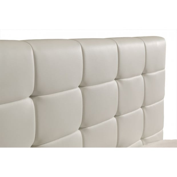 Double Pu Leather Deluxe Bed Frame White Image 5