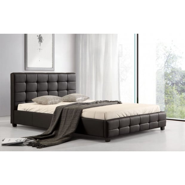 Double Pu Leather Deluxe Bed Frame Black Image 2