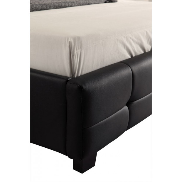 Double Pu Leather Deluxe Bed Frame Black Image 4