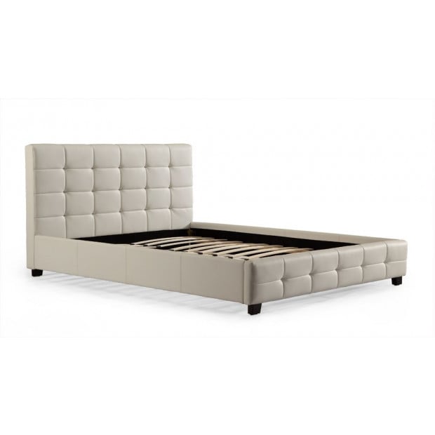 Queen Pu Leather Deluxe Bed Frame White