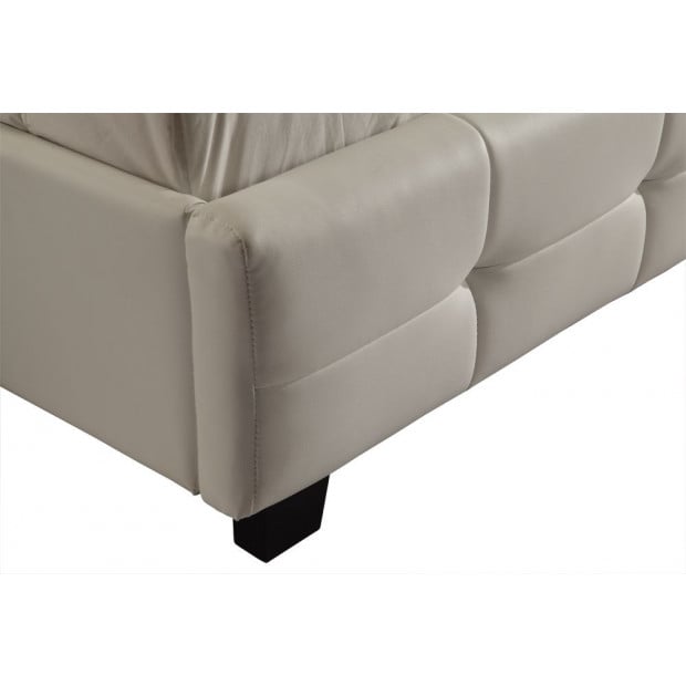 Queen Pu Leather Deluxe Bed Frame White Image 4