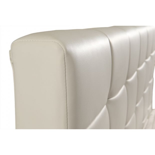 Queen Pu Leather Deluxe Bed Frame White Image 6