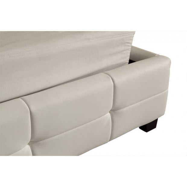 King Pu Leather Deluxe Bed Frame White Image 4