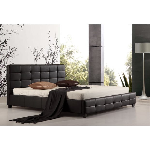 King Pu Leather Deluxe Bed Frame Black Image 2