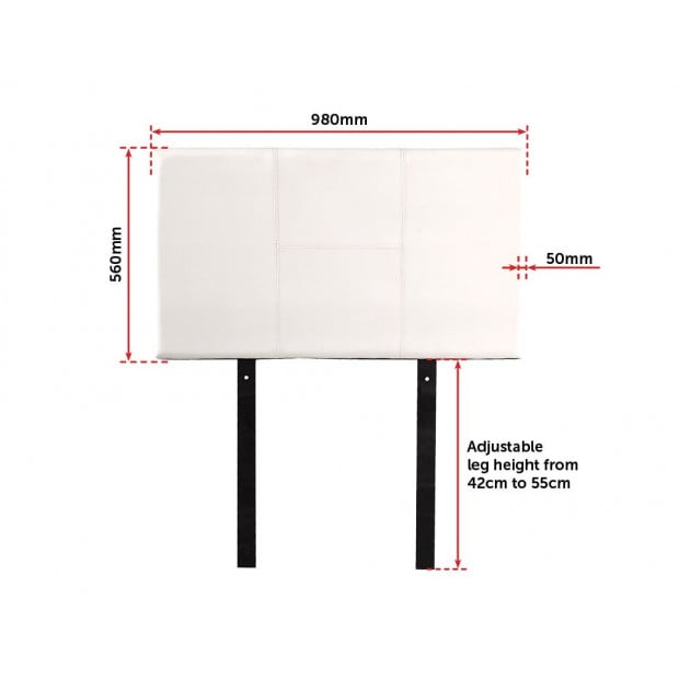 Pu Leather Single Bed Headboard Bedhead - White Image 6