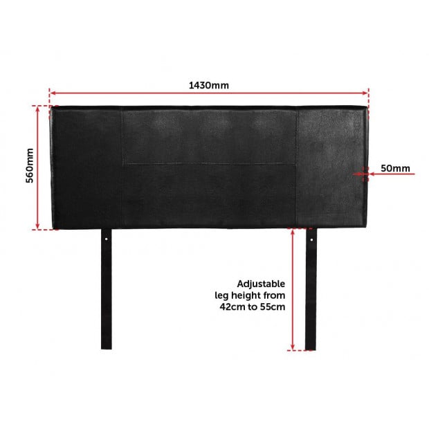 Pu Leather Double Bed Headboard Bedhead - Black Image 6