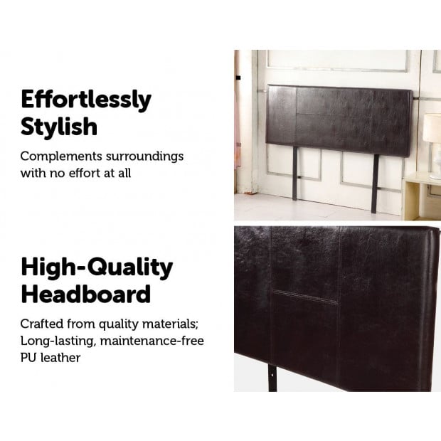 Pu Leather Double Bed Headboard Bedhead - Brown Image 4