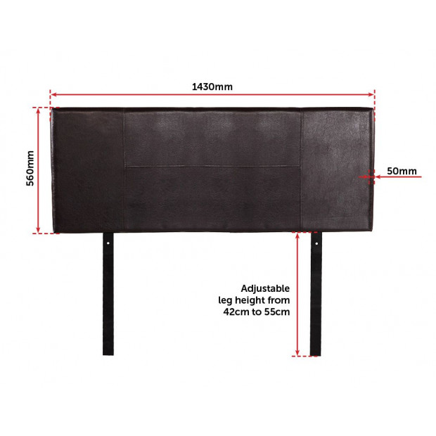 Pu Leather Double Bed Headboard Bedhead - Brown Image 6