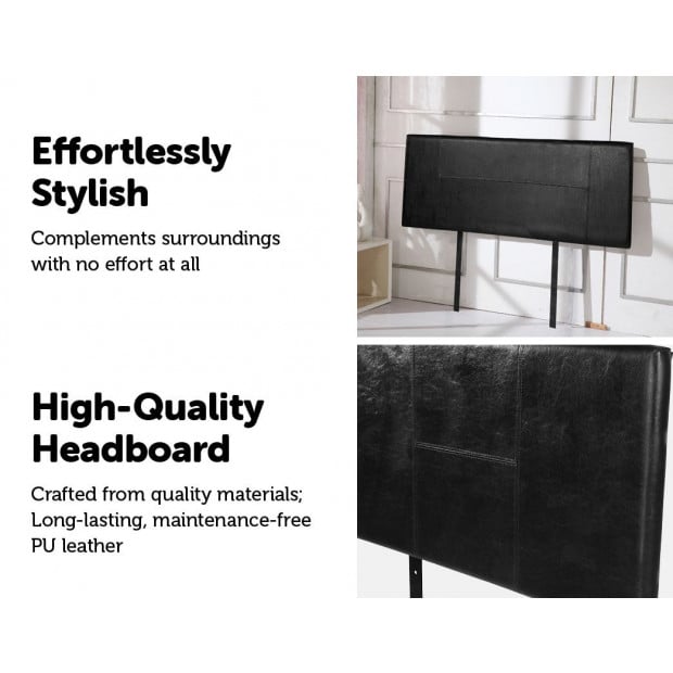 Pu Leather Queen Bed Headboard Bedhead - Black Image 4