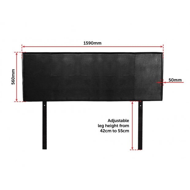 Pu Leather Queen Bed Headboard Bedhead - Black Image 6