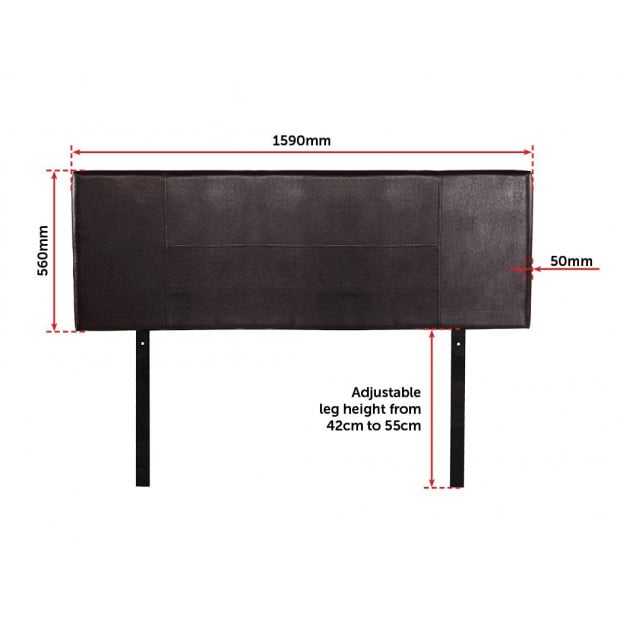 Pu Leather Queen Bed Headboard Bedhead - Brown Image 6