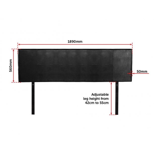 Pu Leather King Bed Headboard Bedhead - Black Image 6