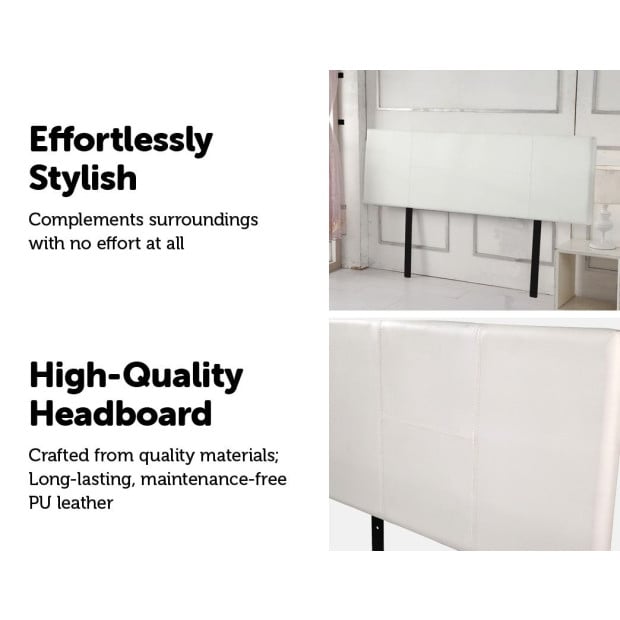 Pu Leather King Bed Headboard Bedhead - White Image 4