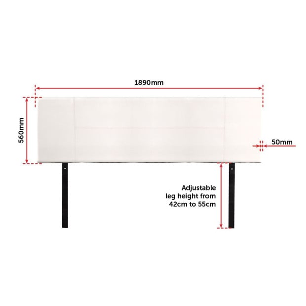 Pu Leather King Bed Headboard Bedhead - White Image 6