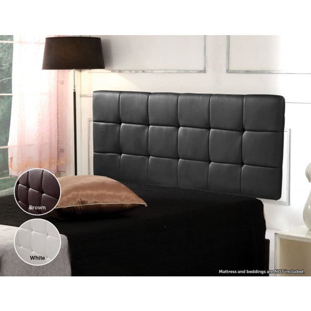 Pu Leather Double Bed Deluxe Headboard Bedhead - Black Image 2