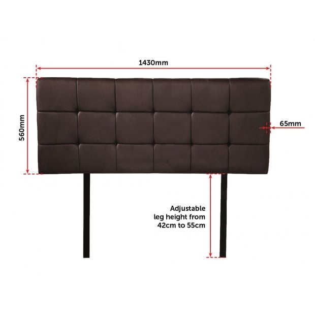 Pu Leather Double Bed Deluxe Headboard Bedhead - Brown Image 6