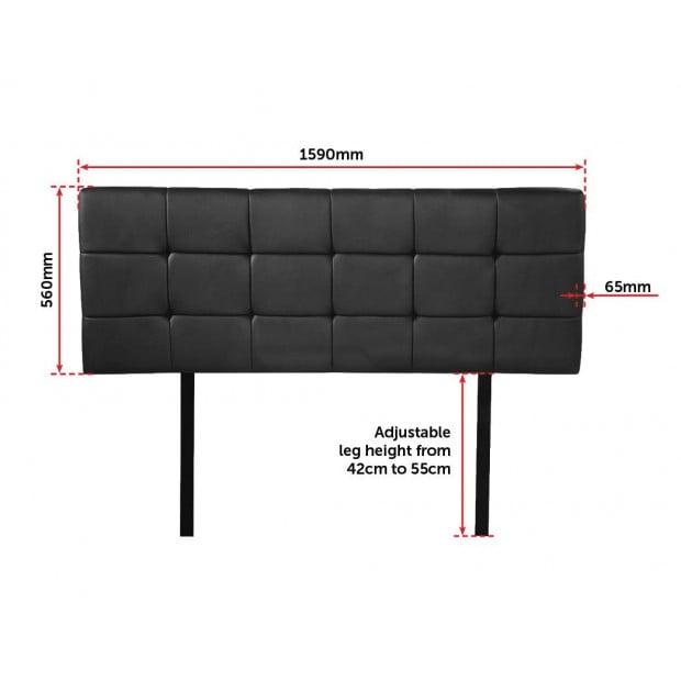 Pu Leather Queen Bed Deluxe Headboard Bedhead - Black Image 6