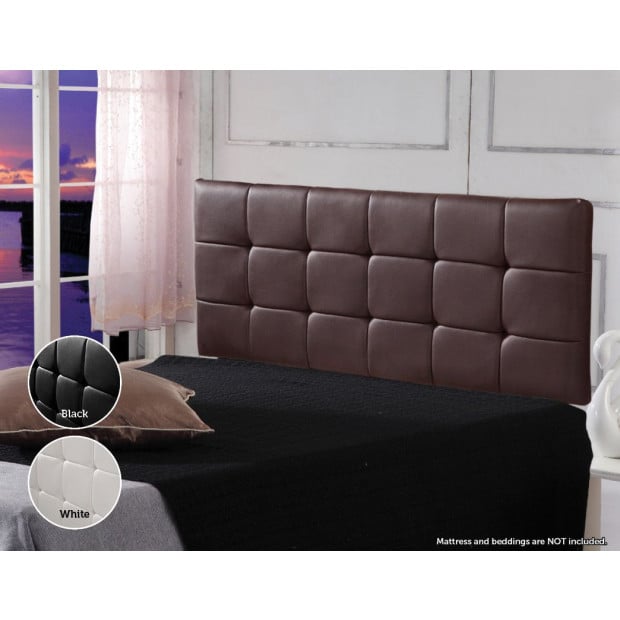 Pu Leather Queen Bed Deluxe Headboard Bedhead - Brown Image 2