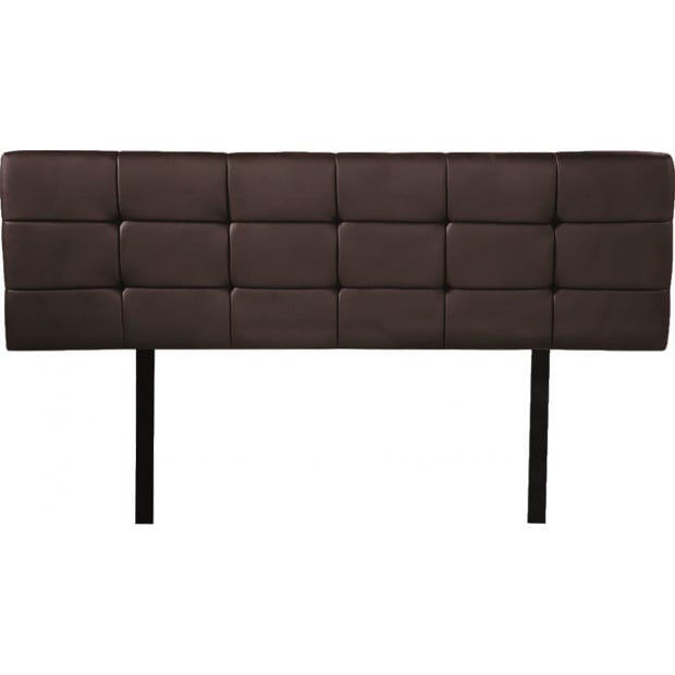 Pu Leather Queen Bed Deluxe Headboard Bedhead - Brown Image 5