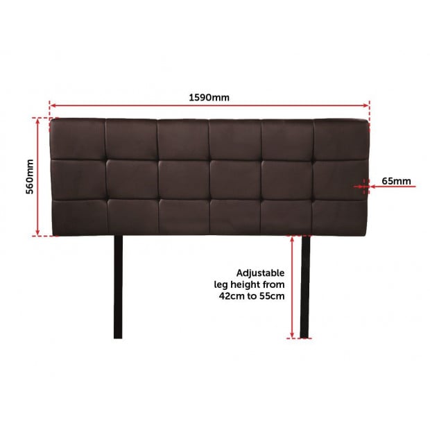 Pu Leather Queen Bed Deluxe Headboard Bedhead - Brown Image 6