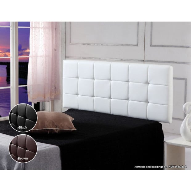 Pu Leather Queen Bed Deluxe Headboard Bedhead - White Image 2