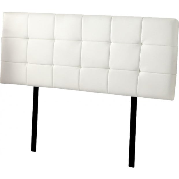 Pu Leather Queen Bed Deluxe Headboard Bedhead - White Image 5