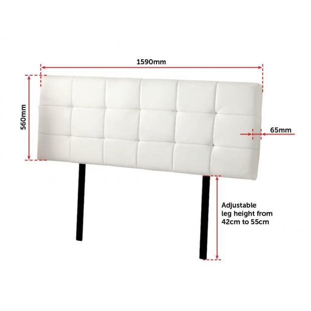Pu Leather Queen Bed Deluxe Headboard Bedhead - White Image 6