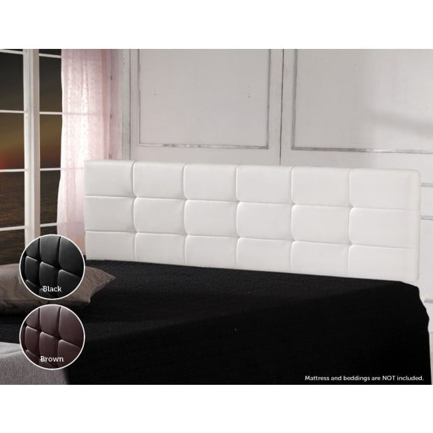 Pu Leather King Bed Deluxe Headboard Bedhead - White Image 2