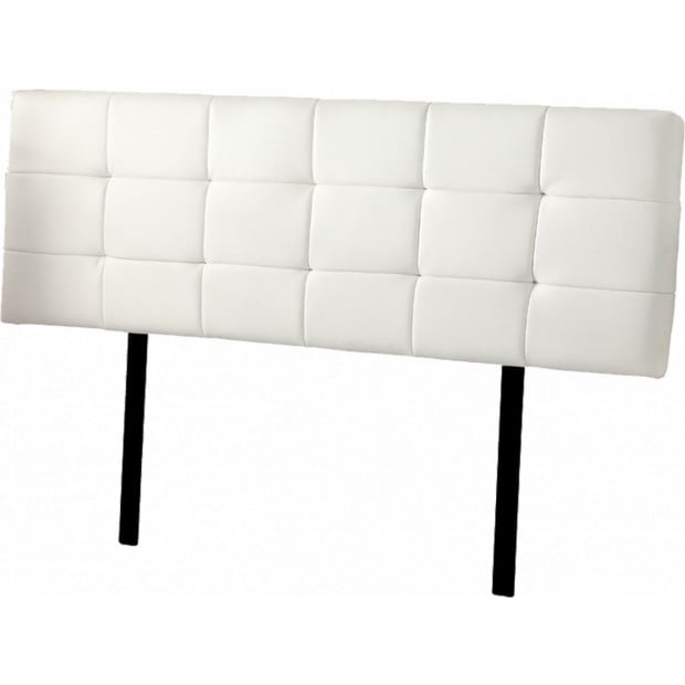 Pu Leather King Bed Deluxe Headboard Bedhead - White Image 5