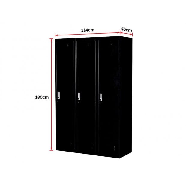 Three-door Side By Side Office Gym Shed Storage Locker Black Image 6