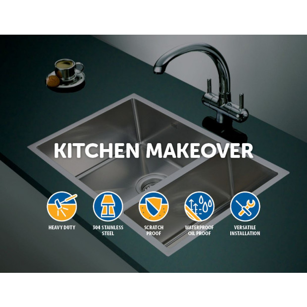 715x440mm Handmade Stainless Steel Kitchen Laundry Sink With Waste Image 3