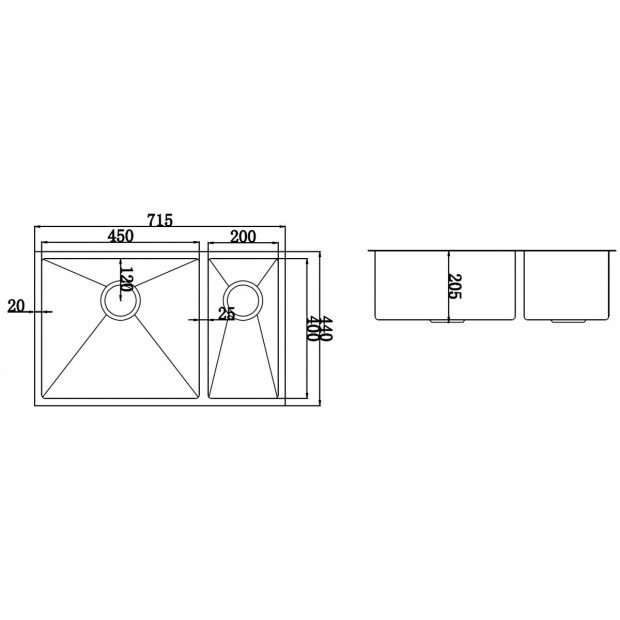 715x440mm Handmade Stainless Steel Kitchen Laundry Sink With Waste Image 8
