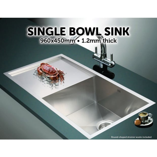 960x450mm Handmade Stainless Steel Kitchen Sink With Waste Image 2