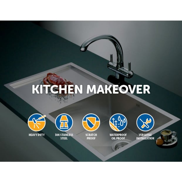 960x450mm Handmade Stainless Steel Kitchen Sink With Waste Image 3