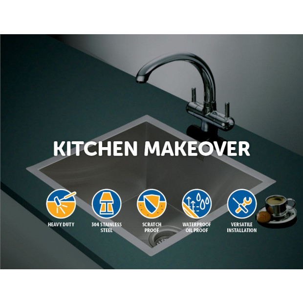 510x450mm Handmade Stainless Steel Kitchen Laundry Sink With Waste Image 3