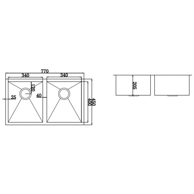 770 X 450mm Handmade Stainless Steel Kitchen Laundry Sink With Waste Image 8