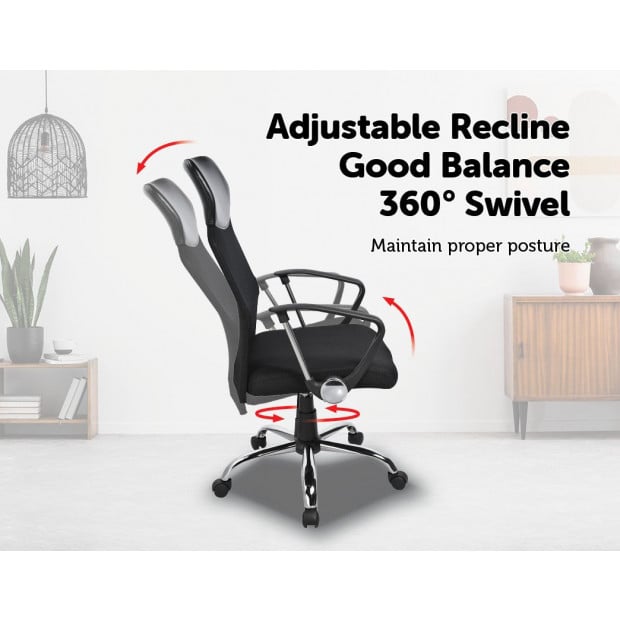 Ergonomic Mesh PU Leather Executive Mesh Office Chair Black Image 4