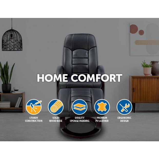 PU Leather Massage Chair Black Image 2